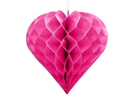 PartyDeco Függő dekoráció - Sötét rózsaszín szív