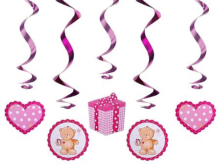 PartyDeco Függő dekorációk - kismedve - rózsaszín