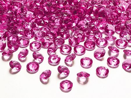 PartyDeco Konfetti - sötét rózsaszín gyémánt 12 mm