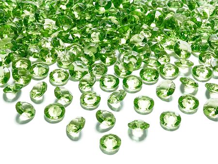PartyDeco Konfetti - világos zöld gyémánt 12 mm