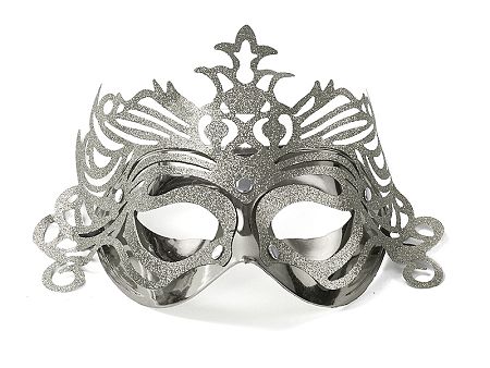 PartyDeco Party maszk díszítéssel - ezüst