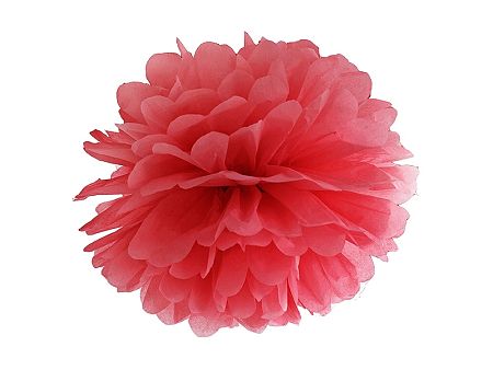 PartyDeco Pompom virág - piros 35 cm