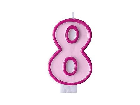 PartyDeco Születésnapi szám gyertya 8 - rózsaszín